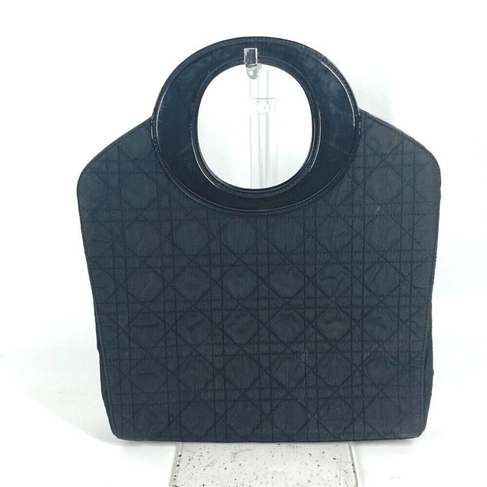 Auth Dior vintage Cannage Quilted Bag Hand Bag Leather / Nylon Black - Picture 3 of 13
